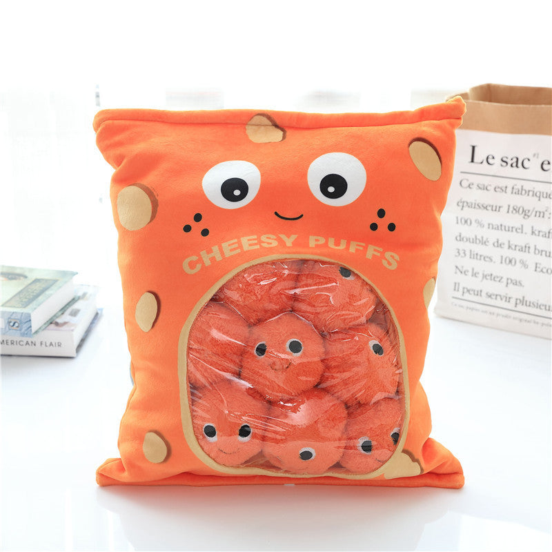 Kawaii Cheesy Puffs a Cute Snacks Bag Oreiller en peluche