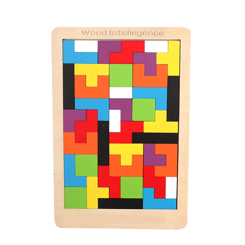Kawaii Tetris Puzzle Juego de madera Diseño de juguete fresco