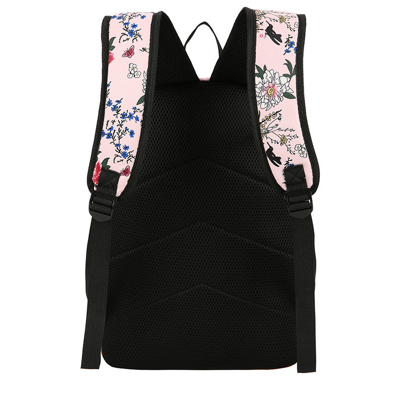 Sac à dos de style japonais Kawaii avec ensemble d'épaules florales Sac à dos mignon, sac à lunch et sac à stylos