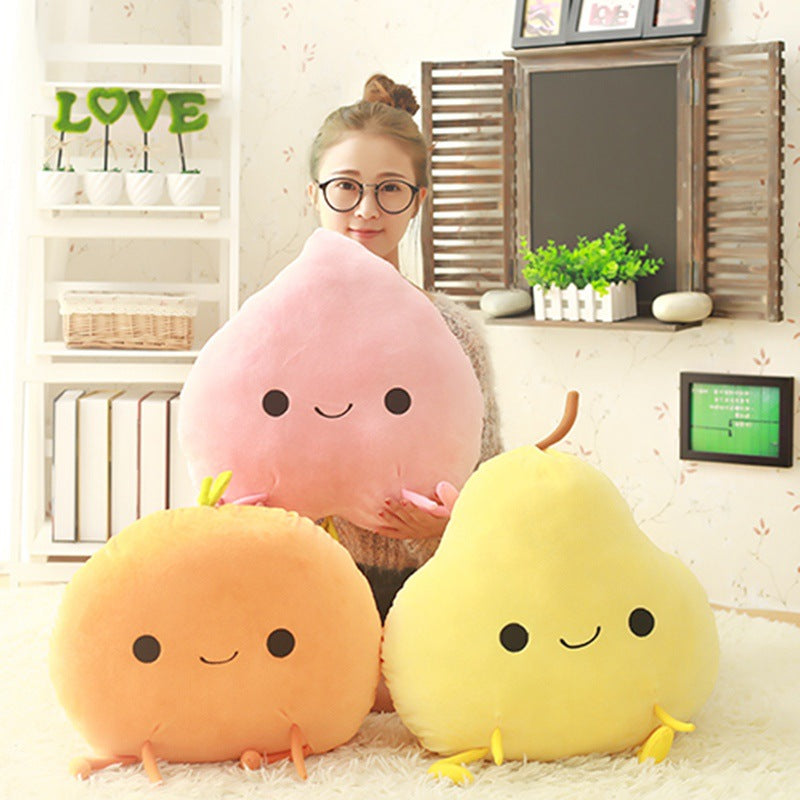Coussin d'oreiller en peluche Kawaii Fruits Pêche Mangue Orange Poire Poupée en peluche mignonne