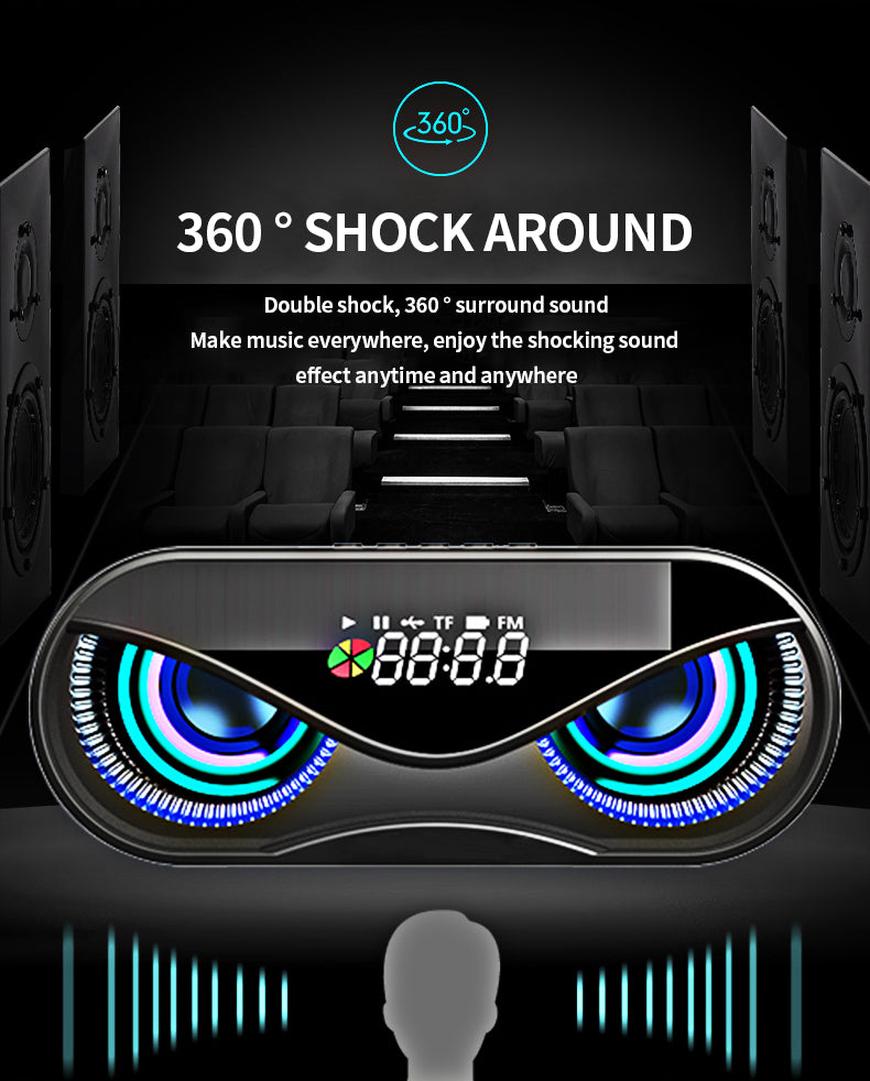 Kawaii Owl Eyes Bluetooth Speaker Colorful lights, dual speakers, digital buttons, Great Sound Cool