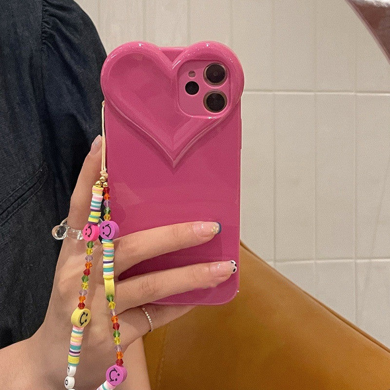 Kawaii Rose Love Wrist Strap Silicone Cute Mobile Phone Case