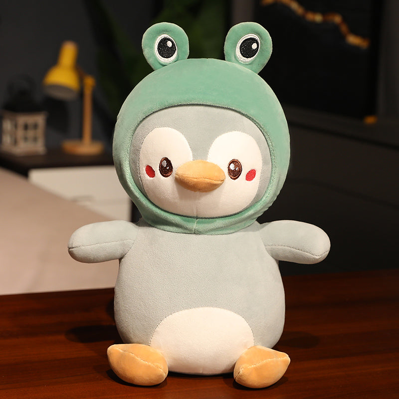 Oreiller de poupée en peluche Kawaii Pingouin avec costume d'animal mignon