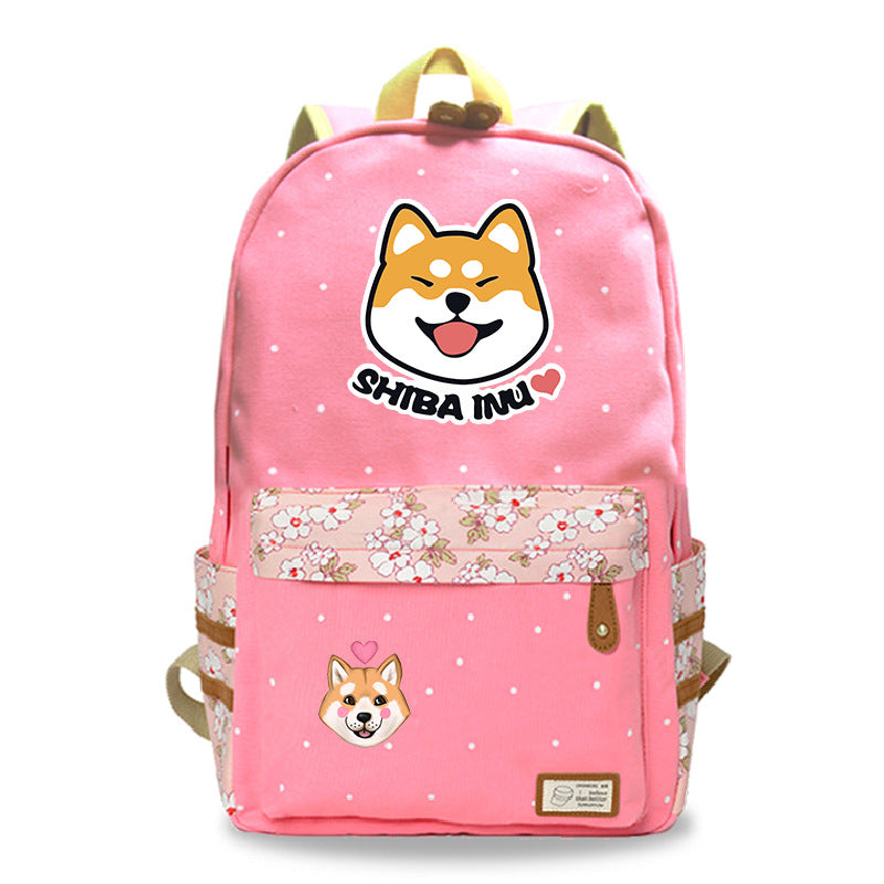 Mochila Kawaii Shiba Inu lindo perro mascota patrón impreso Harajuku