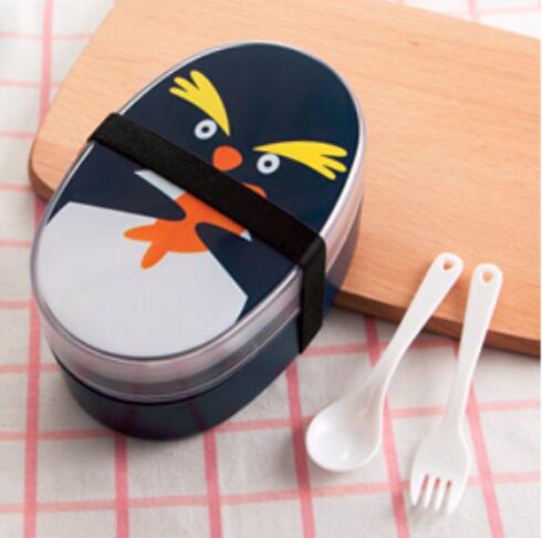 Lunch Box Plastique Kawaii 700ml Pingouin Poulet Dinosaure Gotzilla