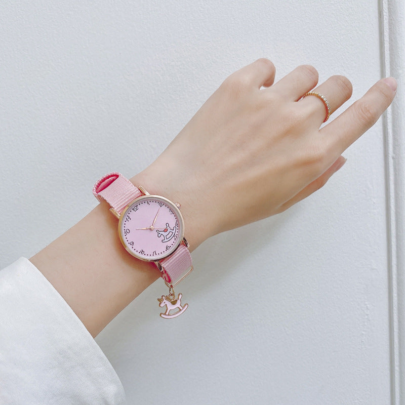 Kawaii Girl Heart Watch Lindo Colgante Macaron Mujer Reloj Estudiante Colgante Reloj
