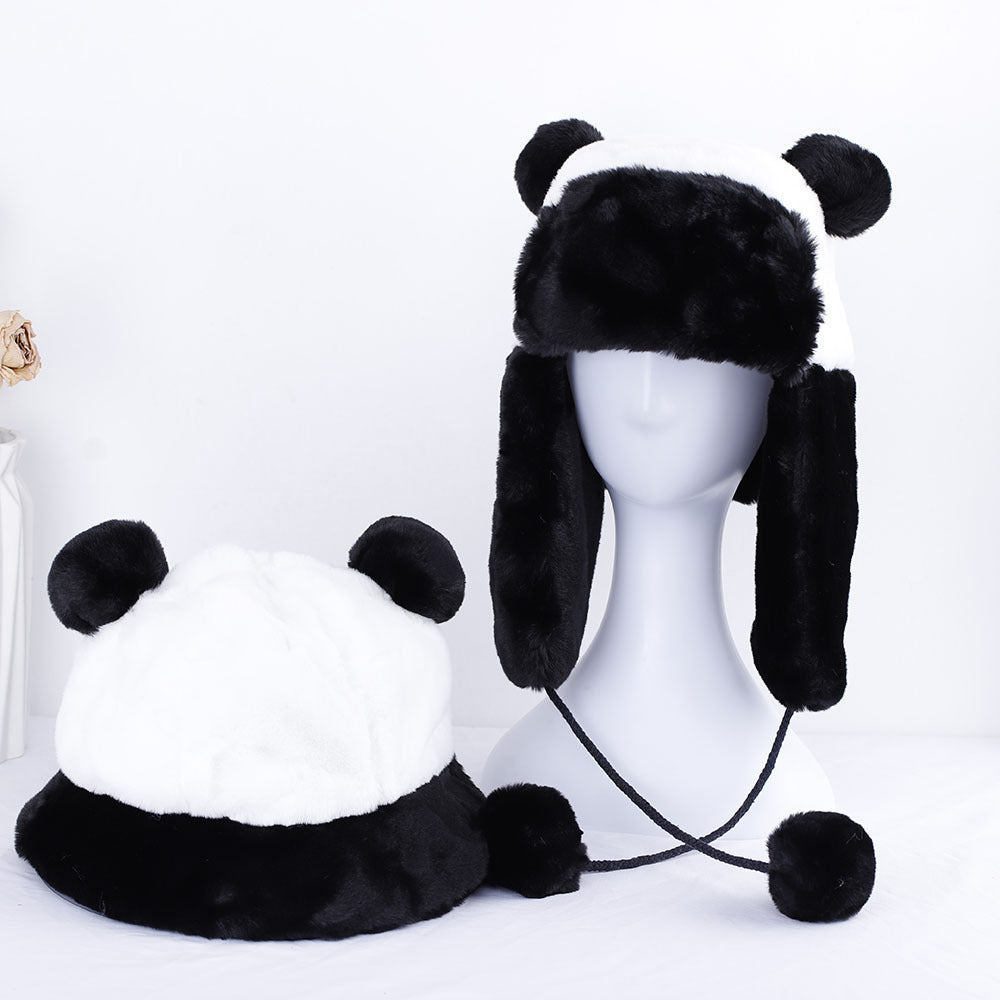 Kawaii Panda Hat Earmuffs Cute Design Plush Warm Ear Protection Harajuku