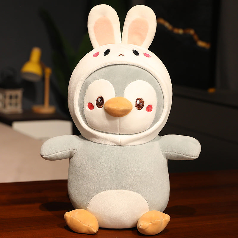 Oreiller de poupée en peluche Kawaii Pingouin avec costume d'animal mignon