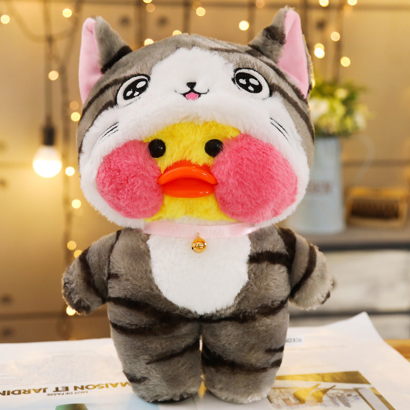 Canard Kawaii avec des jouets en peluche de poupée de costume d'animaux mignons