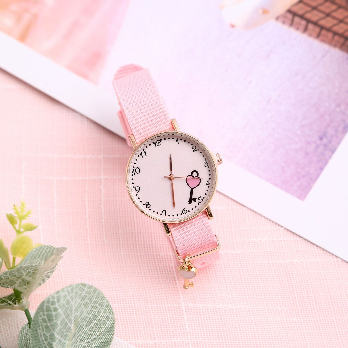 Kawaii Girl Heart Watch Lindo Colgante Macaron Mujer Reloj Estudiante Colgante Reloj