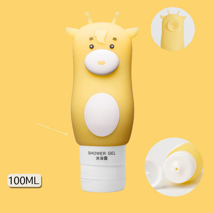 Kawaii Portable Cute Cartoon Bear Penguin Animal Silicone Travel Case Organizer Shampoo Shower Gel Lotion Storage Refillable Bottle