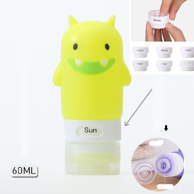 Kawaii Portable Cute Cartoon Bear Penguin Animal Silicone Travel Case Organizer Shampoo Shower Gel Lotion Storage Refillable Bottle