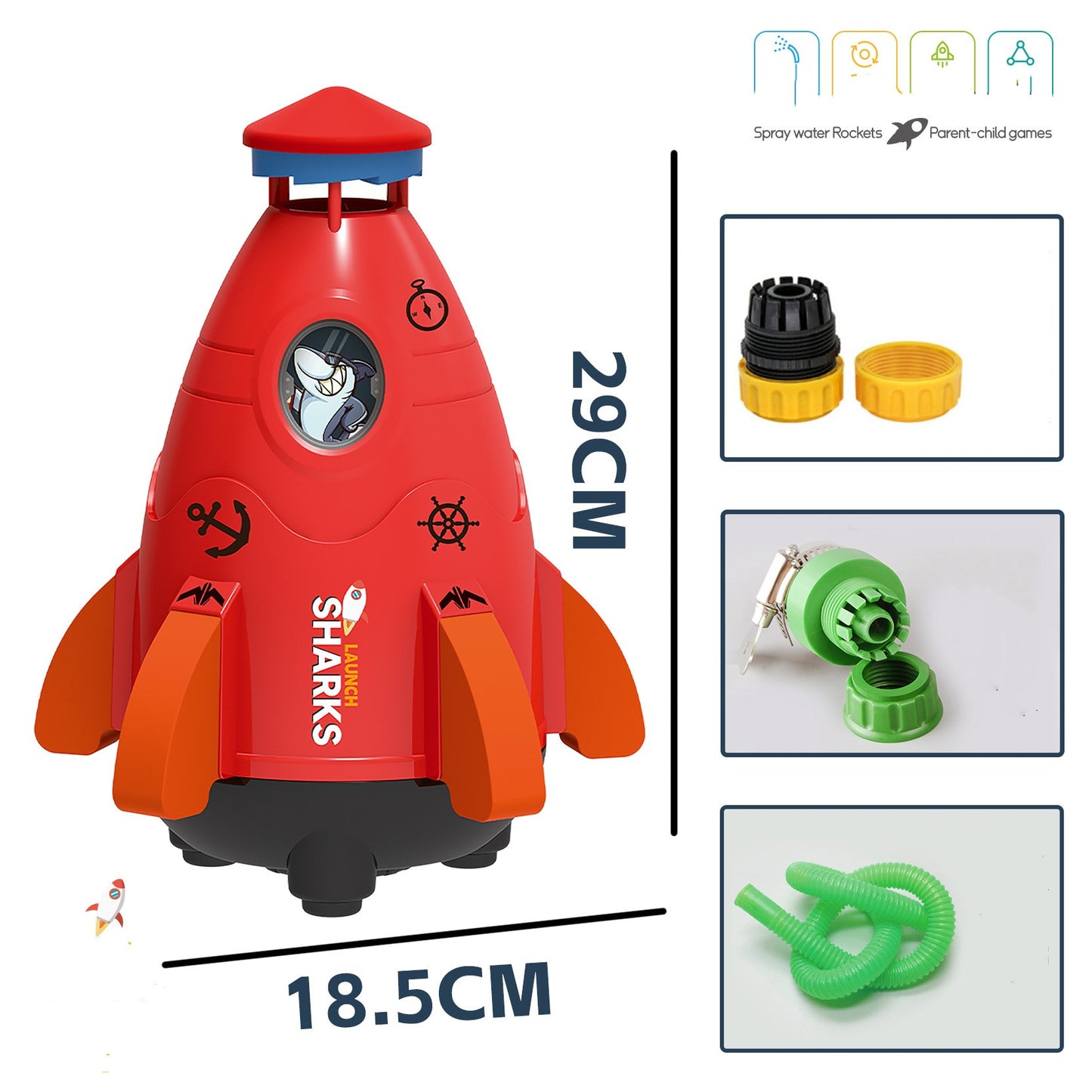 Kawaii Space Rocket Sprinkler Spinner Juguete de agua Niños Nuevo Cool