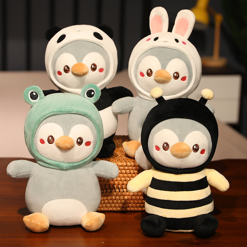 Oreiller de poupée en peluche Kawaii Pingouin avec costume d'animal mignon
