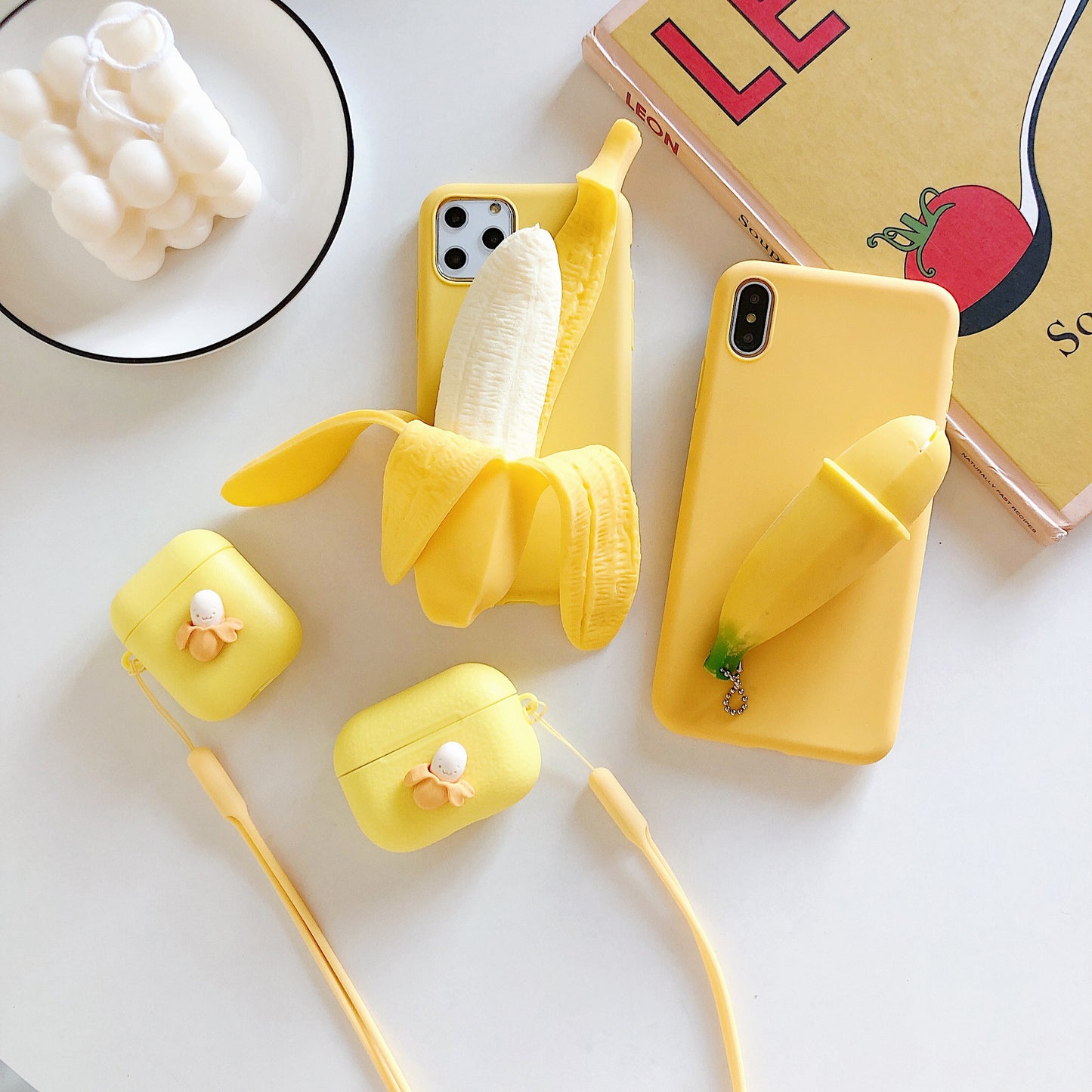 Kawaii Banana Mobile Phone Case Couverture de protection créative en trois dimensions Cool Design