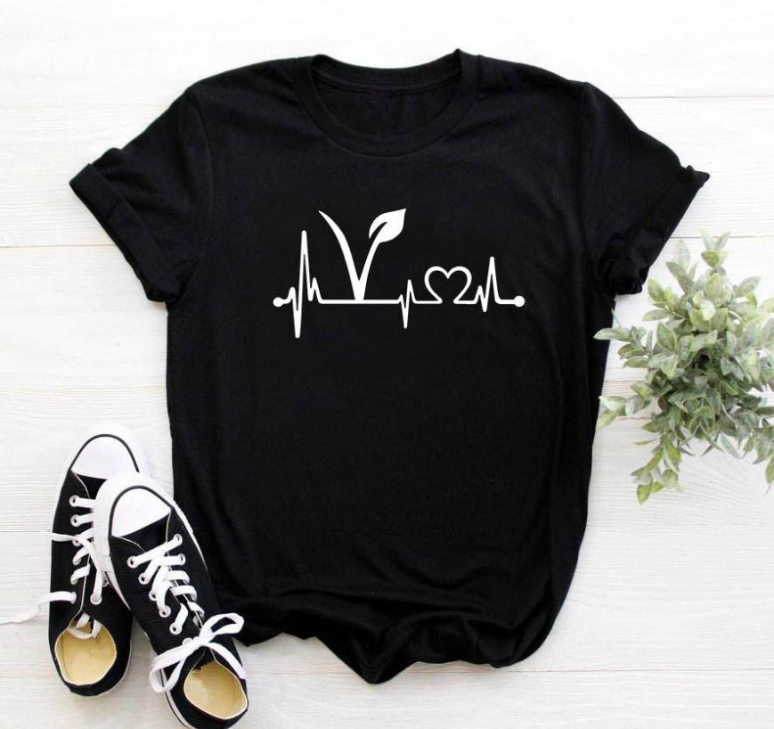 T-shirt femme Kawaii T-shirt à manches courtes Heart Beat for Animals and Nature