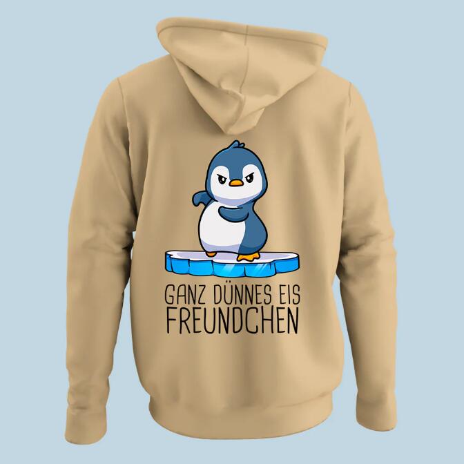 Kawaii Loose Hooded Sweater Penguin on Ice Cute Design Printed Long Sleeve Harajuku Style