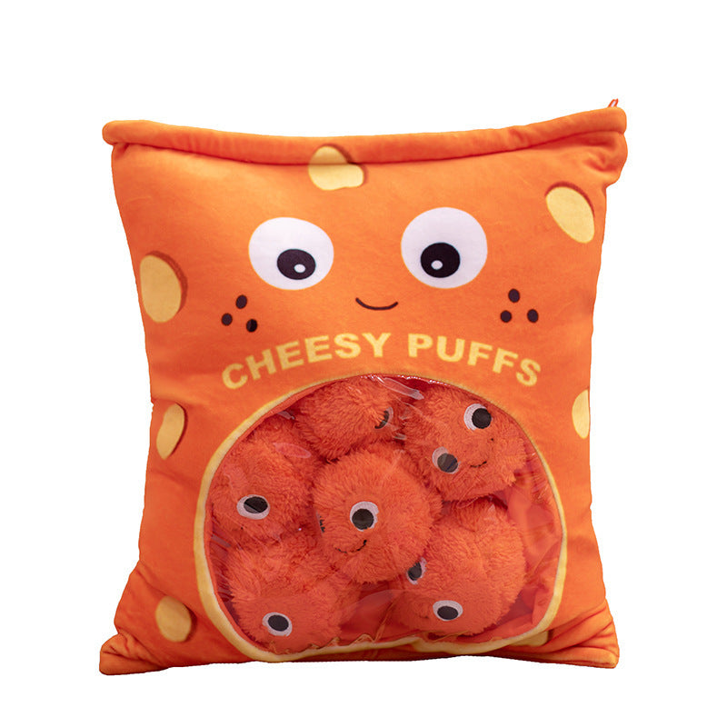 Kawaii Cheesy Puffs a Cute Snacks Bag Oreiller en peluche