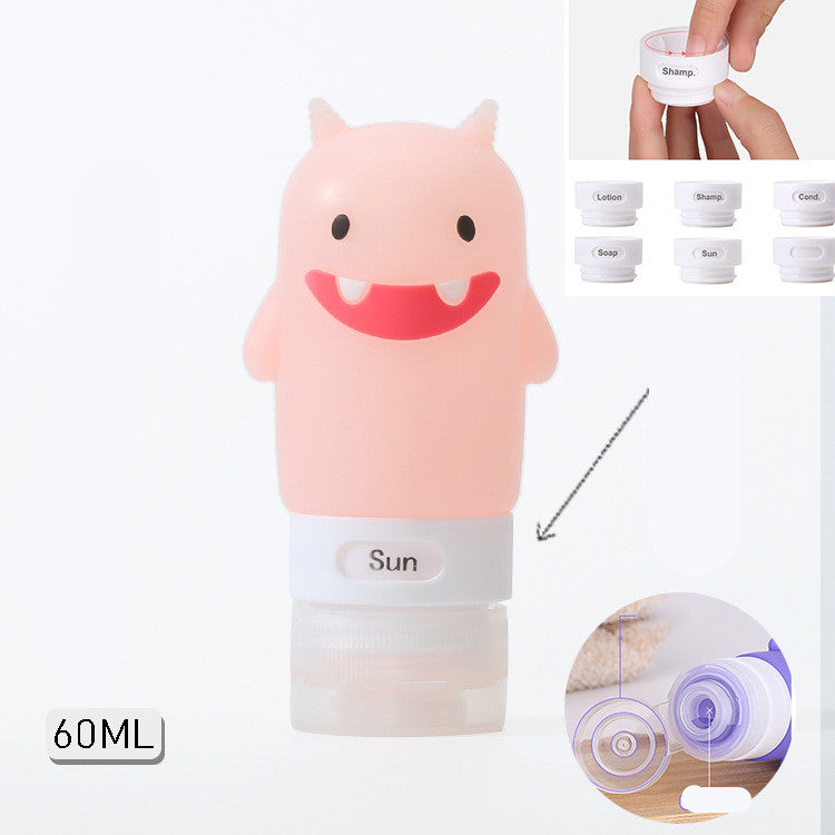 Kawaii Portable Cute Cartoon Bear Penguin Animal Silicone Travel Case Organizer Shampoo Shower Gel Lotion Storage Refillable Bottle