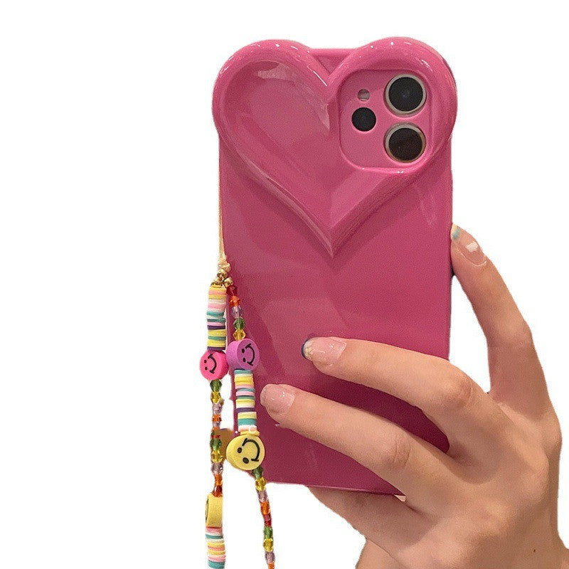 Kawaii Rose Love Wrist Strap Silicone Cute Mobile Phone Case
