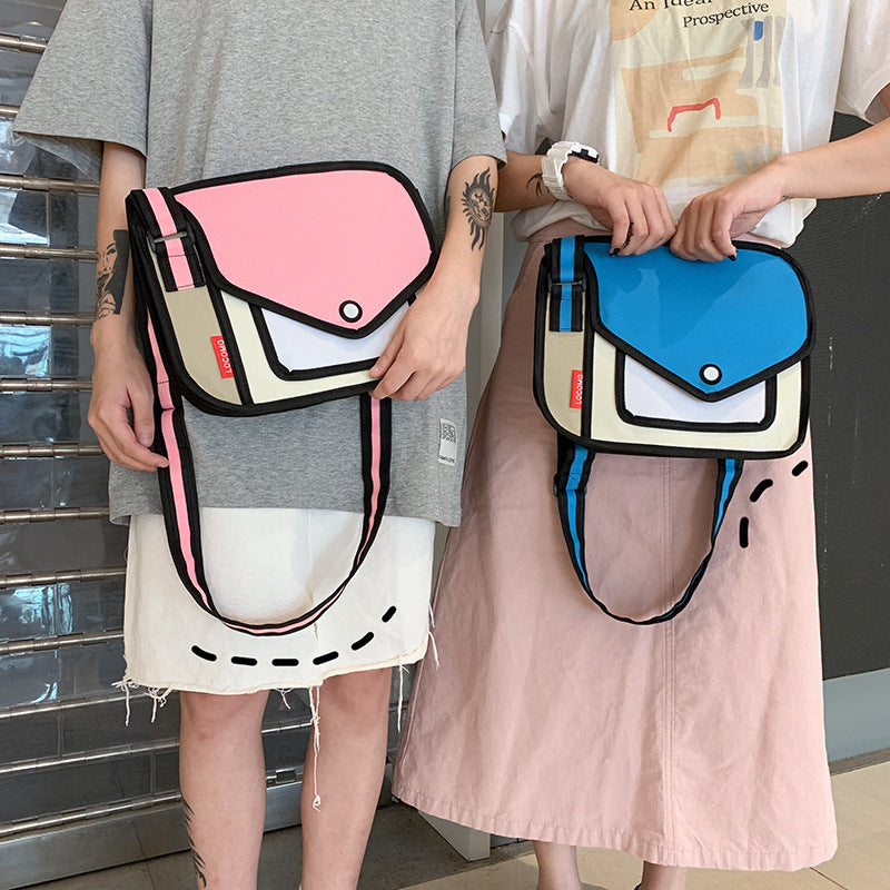 Kawaii Cartoon Art Anime Shoulder Messenger Bag Diseño de tendencia bidimensional
